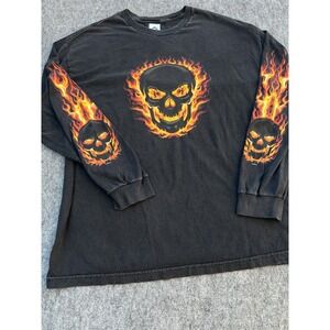 Vintage Y2K‎ Rare Fire Skurr Avangarde Hype Over Print Mens Fire Burn Size XL